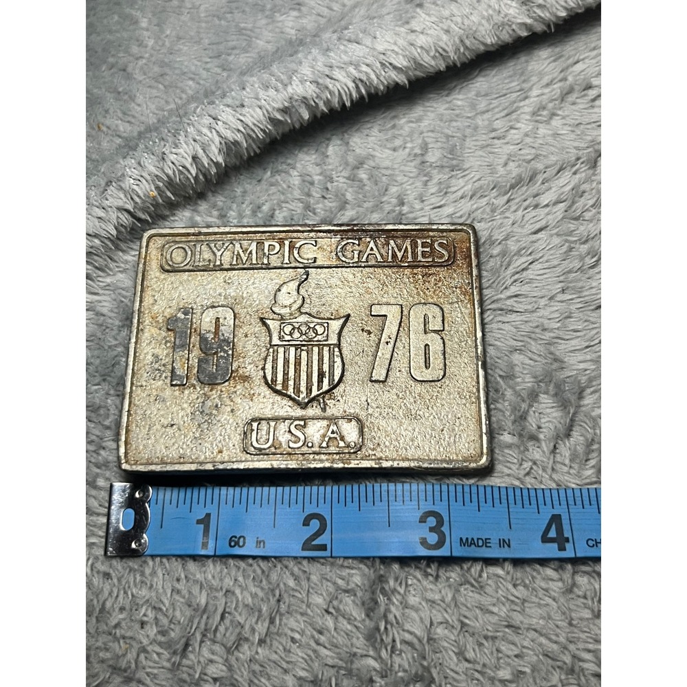 1976 Olympic Games USA Belt Buckle Bergamot Brass‎ Works Vintage 3in USA